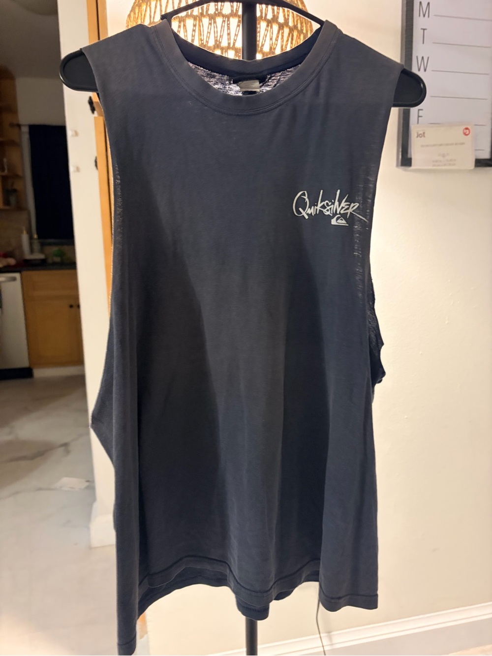 Quiksilver Black Sleeveless Muscle Tank with White Logo